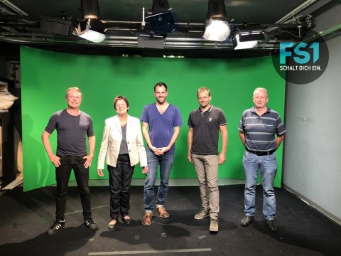vlnr. Alf Altendorf (Kaufmännische Geschäftsführung FS1), Susanne Kurz (Obfrau IMB), Sebastian Linz (Künstlerische Geschäftsführung ARGEkultur), Wolfgang Stöger (Finanzreferent IMB), Michael Russ (Präsident Lebenshilfe)
